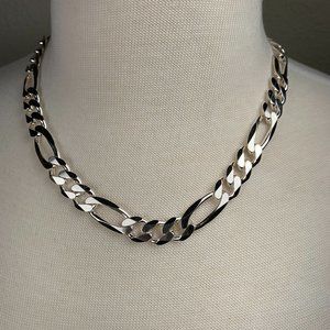 NEW 71.4 grams 22" 9.5mm Sterling Silver Figaro Chain Necklace from Italy